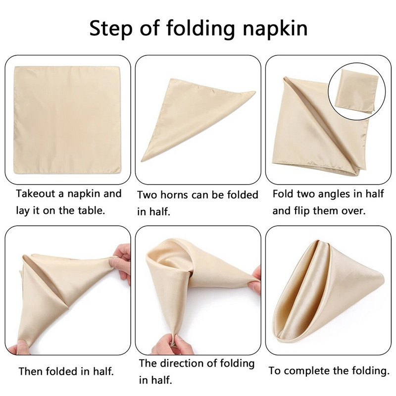 50cmx50cm kvadratinės satino stalo servetėlės Minkšta nosinaitė Romantiškos vestuvės banketų staltiesės vakarienės dekoravimo servetėlės pagal užsakymą