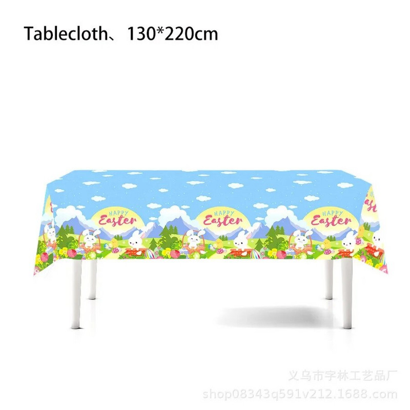 Stolnjak s temom uskršnjeg zeko jaja za djecu Jednokratni pravokutni pokrivač za stol Dekoracija za rođendansku zabavu Stolnjak pribor Dekor