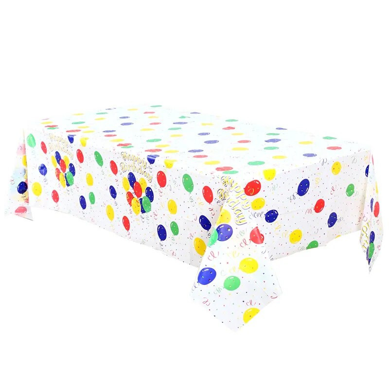Sünnipäevapidu 137*274cm pikemad ühekordselt kasutatavad õhupalliga plastikust laudlina, ristkülikukujuline laudlina, vastupidavad luksuslikud lauakatted
