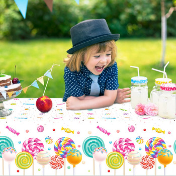 Карикатура Lollipop Парти Покривка за еднократна употреба Сладки бонбони Момичета Покривало за маса за рожден ден Декор Baby Shower Party Къмпинг постелка Консумативи