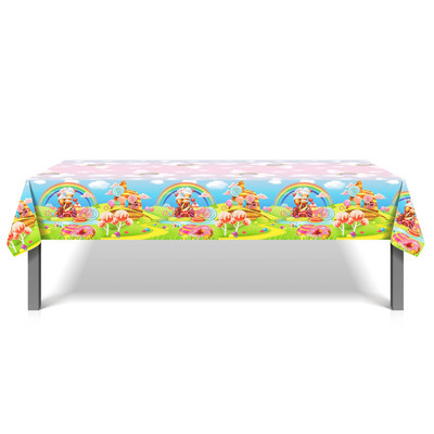 Multikas pulgakommi vikerkaarepeo ühekordne laudlina muinasjutt kommid lossi tüdrukute sünnipäevapidu matkamati lauakatte sisekujundus