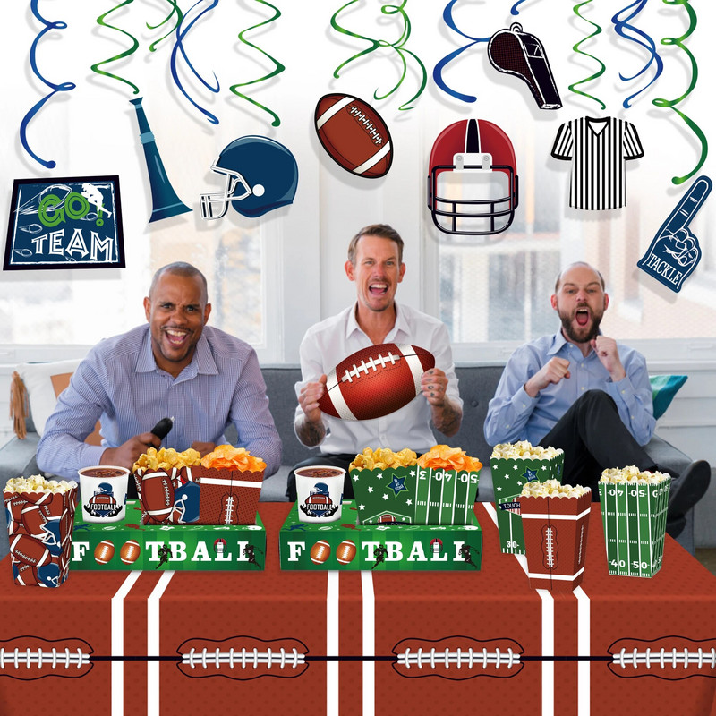 Ragbi spordipeo ühekordne PE laudlina Ameerika jalgpalli mäng Sünnipäeva matkamatt Lauakate Baby Shower Peokaunistus