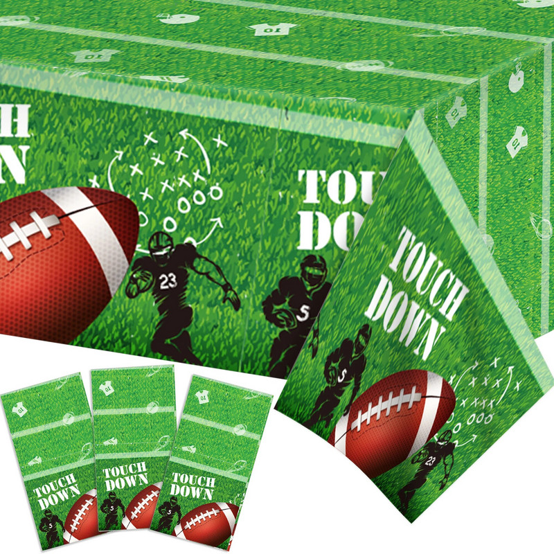 Ragbi spordipeo ühekordne PE laudlina Ameerika jalgpalli mäng Sünnipäeva matkamatt Lauakate Baby Shower Peokaunistus