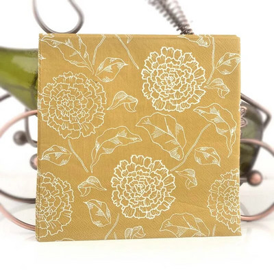 10/20 tk/pakend 2-kihiline 33cm värvilised salvrätikud, trükitud kohamatt Paber Suu riie Pulmatass Lillepaber Hotelli banketipaber Kuld