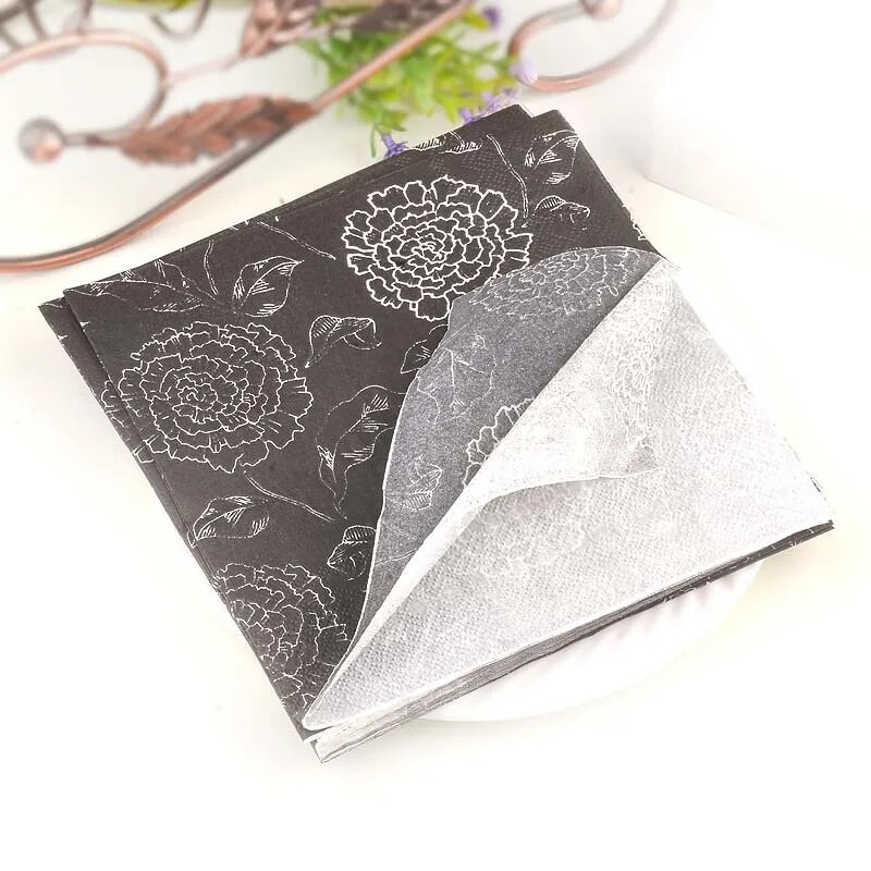 10/20 tk/pakend 2-kihiline 33cm värvilised salvrätikud, trükitud kohamatt Paber Suu riie Pulmatass Lillepaber Hotelli banketipaber Kuld