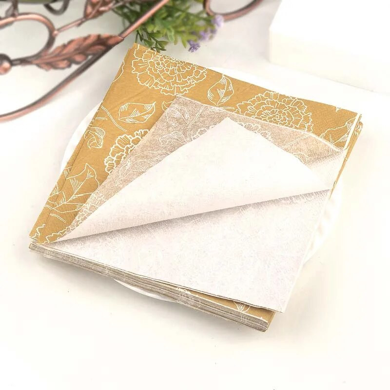 10/20 tk/pakend 2-kihiline 33cm värvilised salvrätikud, trükitud kohamatt Paber Suu riie Pulmatass Lillepaber Hotelli banketipaber Kuld