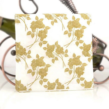 10/20 τμχ/Pac 33cm 2-Ply Golden Leaf Printed Napkin Wedding Cup Flower Χαρτί Πολύχρωμο Σουπλά Χαρτί στοματικό χαρτί για το συμπόσιο