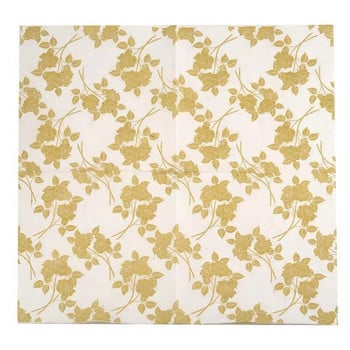 10/20 τμχ/Pac 33cm 2-Ply Golden Leaf Printed Napkin Wedding Cup Flower Χαρτί Πολύχρωμο Σουπλά Χαρτί στοματικό χαρτί για το συμπόσιο