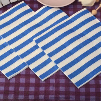 60 τμχ/παρτίδα Επιτραπέζιες χαρτοπετσέτες Απλές μπλε ριγέ χαρτοπετσέτες χαρτομάντιλα για ντεκόρ γάμου baby shower party γενεθλίων
