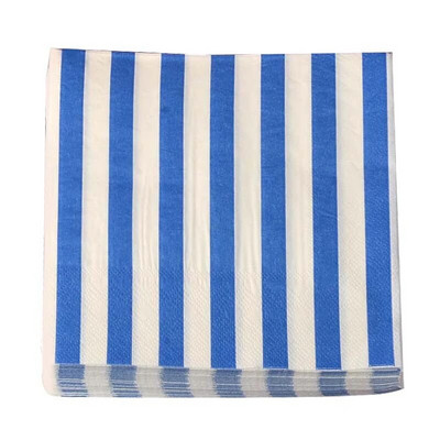 60 tk/partii Lauapaberist salvrätikud Lihtsad sinised triibulised salvrätipaberist salvrätikud Wedding Decor baby shower sünnipäevapeoks