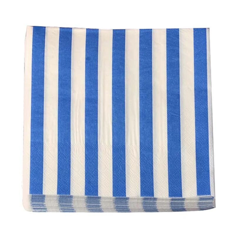 60 tk/partii Lauapaberist salvrätikud Lihtsad sinised triibulised salvrätipaberist salvrätikud Wedding Decor baby shower sünnipäevapeoks