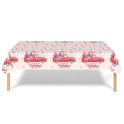 Šareni plastični stolnjak, romantični stolnjak s uzorkom patuljastog srca Set staza za stol za Valentinovo Dekoracija blagovaonskog stola