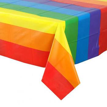Модерна покривка за маса за еднократна употреба Rainbow Style Printed Покривало за маса Сгъваема пластмасова покривка за маса Birthday Party Decor Парти консумативи