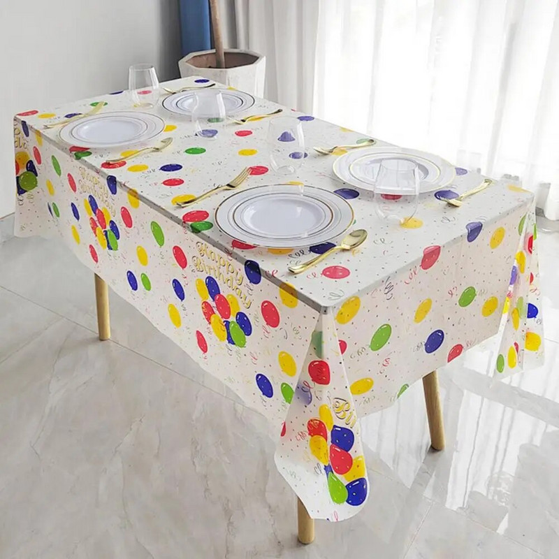 Šiuolaikinės vienkartinės vaivorykštės staltiesės spausdintos stalo užtiesalai Sulankstomas plastikinis stalo užvalkalas Gimtadienio vakarėlio dekoro reikmenys