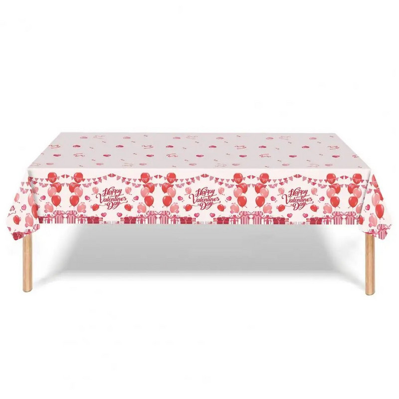 Sõbrapäeva laudlina südameõhupalliga kingimustriline ühekordselt kasutatav lauakate Mustuskindel laudlina romantiline sündmuse sisustus