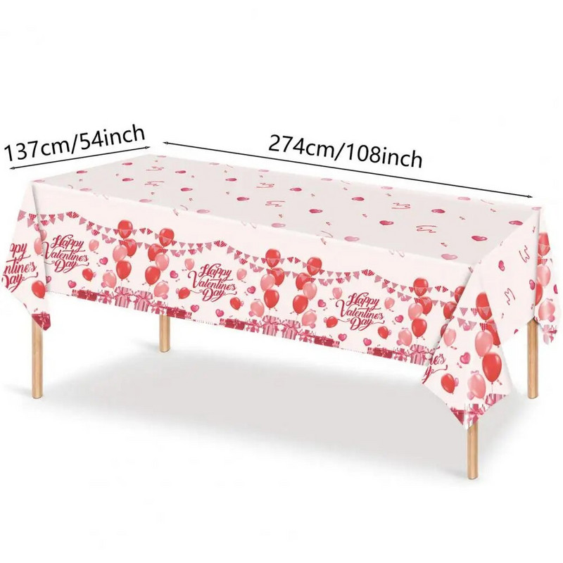 Sõbrapäeva laudlina südameõhupalliga kingimustriline ühekordselt kasutatav lauakate Mustuskindel laudlina romantiline sündmuse sisustus