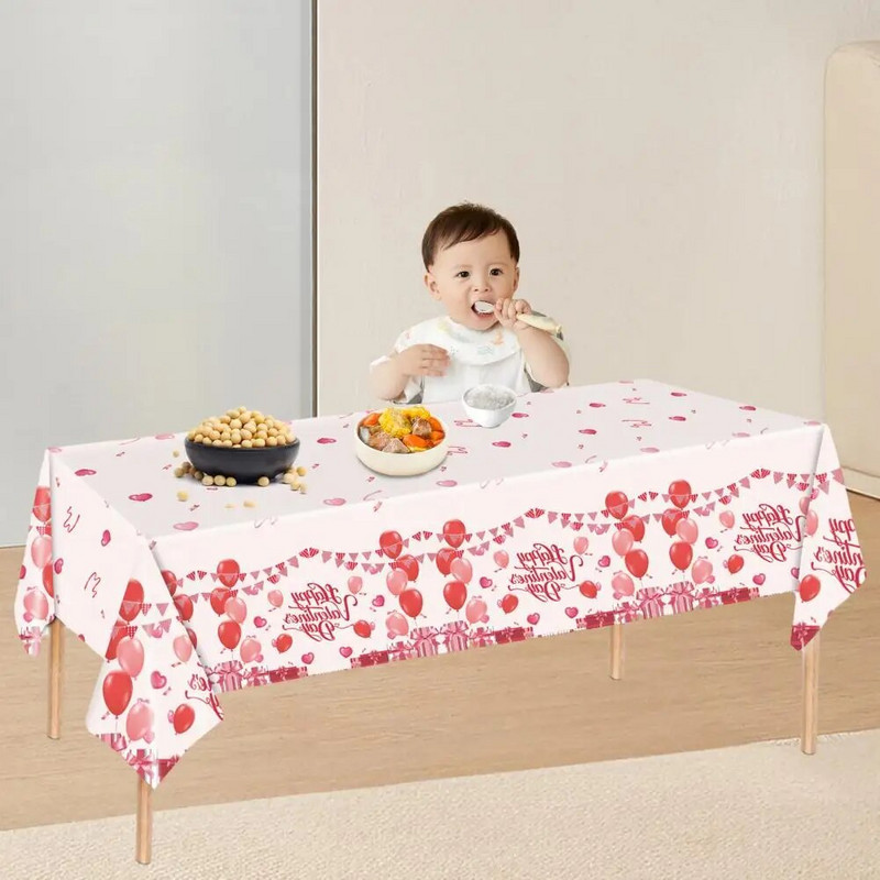 Sõbrapäeva laudlina südameõhupalliga kingimustriline ühekordne lauakate Mustuskindel laudlina romantiline sündmuse sisekujundus