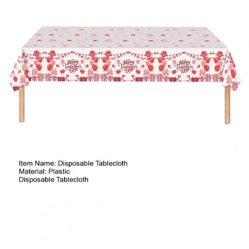 Sõbrapäeva laudlina südameõhupalliga kingimustriline ühekordne lauakate Mustuskindel laudlina romantiline sündmuse sisekujundus