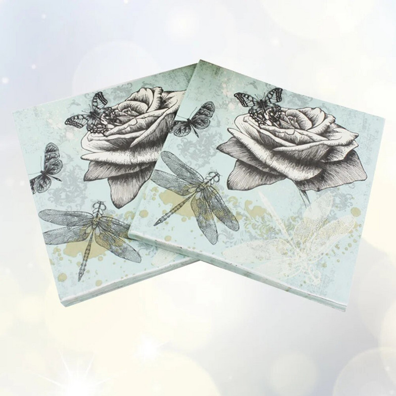 20 bucăți șervețele de hârtie de Crăciun prosop de mână batiste cină de unică folosință libelule decoupage