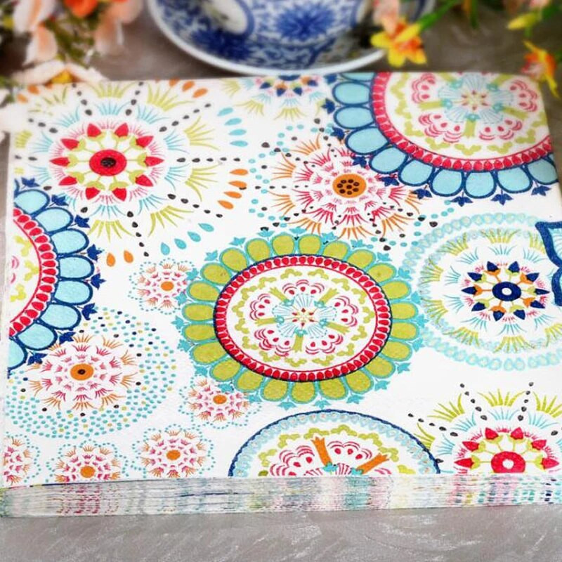 Aukštos kokybės spausdinimo popierinis rankšluostis, spalvotas saulėgrąžų šeimos vakarėlio stalo dekoravimas, aplinkos apsauga grynos medienos masės popierinis rankšluostis