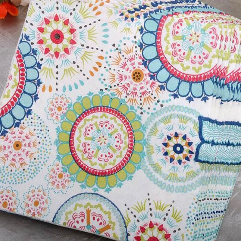 Aukštos kokybės spausdinimo popierinis rankšluostis, spalvotas saulėgrąžų šeimos vakarėlio stalo dekoravimas, aplinkos apsauga grynos medienos masės popierinis rankšluostis