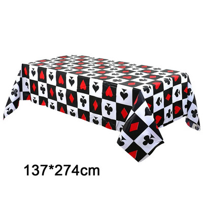 Pravokutni stolnjak za jednokratnu upotrebu 1,37*2,74 CM, ispis u boji, mliječni uzorak, igraća karta, rođendanska dekoracija za obiteljsku zabavu