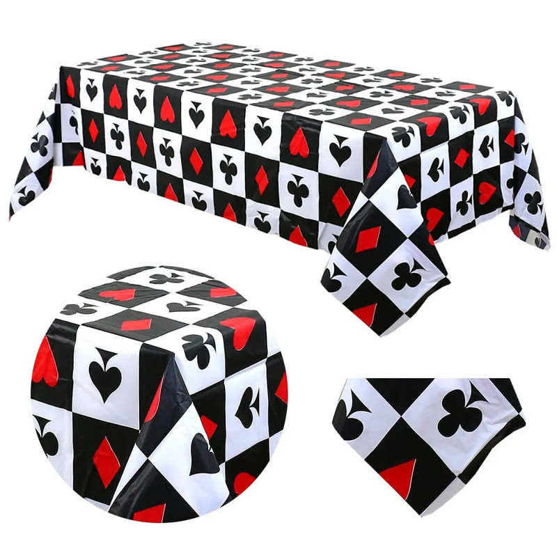 Pravokutni stolnjak za jednokratnu upotrebu 1,37*2,74 CM, ispis u boji, mliječni uzorak, igraća karta, rođendanska dekoracija za obiteljsku zabavu