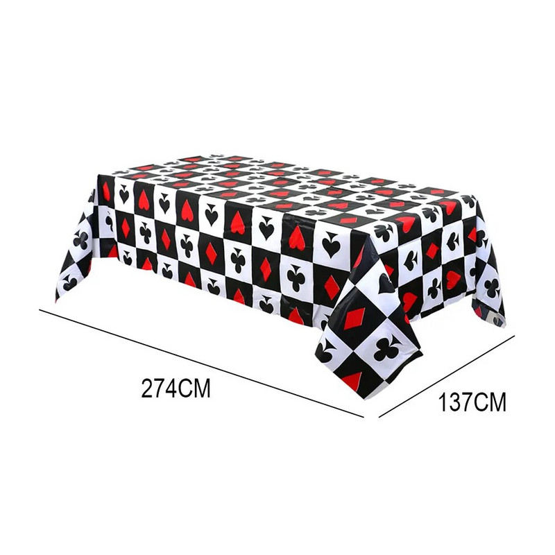 Pravokutni stolnjak za jednokratnu upotrebu 1,37*2,74 CM, ispis u boji, mliječni uzorak, igraća karta, rođendanska dekoracija za obiteljsku zabavu