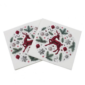 Όμορφες χάρτινες χαρτοπετσέτες Πετσέτες μιας χρήσης κατηγορίας τροφίμων Χρωματιστές χριστουγεννιάτικες χαρτοπετσέτες τάρανδος Καθαρισμός μεσημεριανού πετσέτες μιας χρήσης