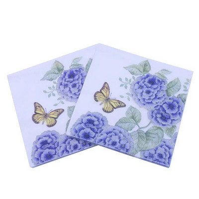 20 vnt/pak. Vienkartinės drugelio gėlės spausdintos stalo vakarienės servetėlės Popieriai Vestuvių vakarėlio dekoravimas