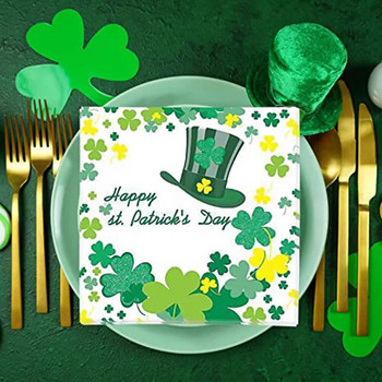 Салфетки за еднократна употреба в стил Св. Патрик, двуслойни салфетки за ирландски събития, вечери и тържества