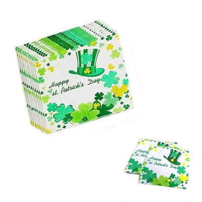 Püha Patricku päeva stiilis ühekordsed salvrätikud, kahekihilised salvrätikud Iiri ürituste kuupäevaõhtusöökide ja pidustuste jaoks