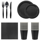 Soliidne must teema Sünnipäev Super Tüdrukute Kaunistused Peolauad Ühekordsed lauanõud Pabersalvrätikud Tassid Taldrikud Laudlinad Õled