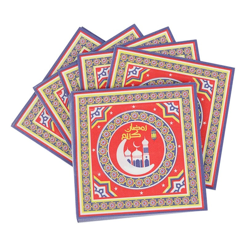 20 tk Ramadan Kareem Ühekordsed salvrätikud Paber EID Mubarak lauanõud Salvrät Islam moslem Festival Peokaunistused Varud