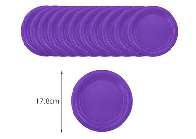 Vienspalviai violetiniai Gimtadienio papuošalai mergaitėms Vienkartiniai stalo reikmenys Popieriaus medžiaga Puodeliai Servetėlės Lėkštės Šakutė Šaukštas Staltiesė