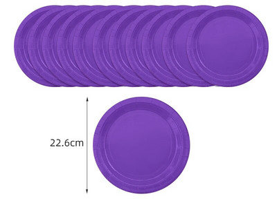 Vienspalviai violetiniai Gimtadienio papuošalai mergaitėms Vienkartiniai stalo reikmenys Popieriaus medžiaga Puodeliai Servetėlės Lėkštės Šakutė Šaukštas Staltiesė