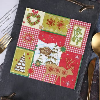 20 τεμ/τσάντα Κλασική χριστουγεννιάτικη σειρά τυπωμένο χαρτί σερβίτσιο μιας χρήσης χαρτοπετσέτα χαρτοπετσέτας Χριστουγεννιάτικο ντεκόρ