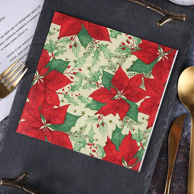 20 tk/kott Klassikaline jõuluseeria, trükitud paberist ühekordsed lauanõud Salvrätt salvrätikud jõulupeo sisustus