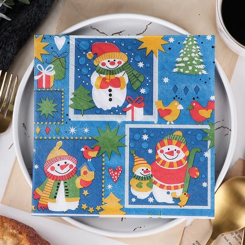 20 tk/kott Klassikaline jõuluseeria, trükitud paberist ühekordsed lauanõud Salvrätt salvrätikud jõulupeo sisustus