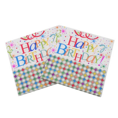 20tk/pakend 33x33cm ühekordselt kasutatavad lapsed palju õnne sünnipäevaks, trükitud laua õhtusöök, salvrätikud, paberist peokaunistus