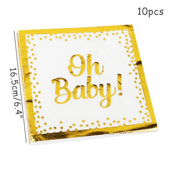 85 бр Oh Baby Gold Dot Комплект прибори за еднократна употреба Момче Момиче Baby Shower Сувенири Чинии Чаши Разкриване на пола Детски декор за рожден ден