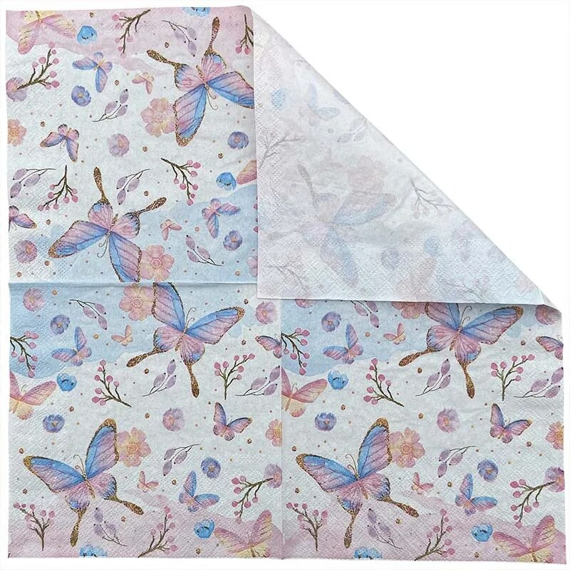20tk/komplekt Vintage Flower Rose Butterfly Paper Salvrätikud Lauakaunistus Ühekordsed lauanõud Pulmapeo paber