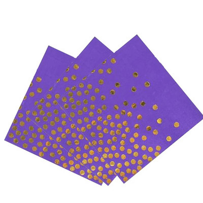 16 vnt./rinkinys Violetiniai auksiniai taškeliai vienkartiniai vakarėlio indai Gimtadienio vakarėlio reikmenys Popieriniai lėkštės Servetėlės puodeliai Vestuvių puošmena
