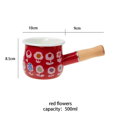 500 ml emailiga kohvi-piimakann puidust käepidemega kastruliga keedunõud kaerahelbe-või keedupannile nakkumatu gaasipliidiga induktsioon