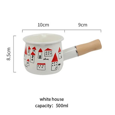 500 ml emailiga kohvi-piimakann puidust käepidemega kastruliga keedunõud kaerahelbe-või keedupannile nakkumatu gaasipliidiga induktsioon