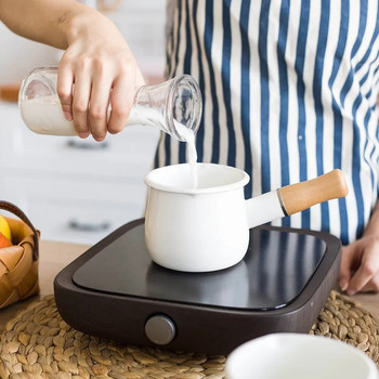 500ml Κατσαρόλα γάλακτος Ιαπωνικού στυλ με ξύλινη λαβή Μίνι σμάλτο βουτύρου Κατσαρόλα Καφετιέρα Κατσαρόλα Μαγειρικά σκεύη Ταψί για κουζίνα υγραερίου Εργαλείο κουζίνας