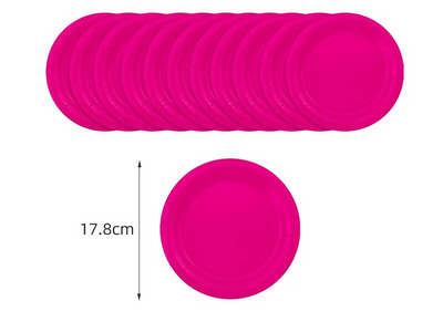 Solidūs rožiniai gimtadienio papuošimai mergaitėms Vienkartiniai stalo reikmenys Popieriaus medžiaga Puodeliai Servetėlės Lėkštės Šakutė Šaukštas Staltiesė