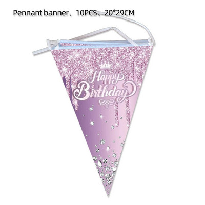 Violetinis deimantinis su gimtadieniu Kūdikių vakarėlio dekoracijos Staltiesė Reklaminė indai Mergaitėms Suaugusiųjų vestuvių dušo reikmenys