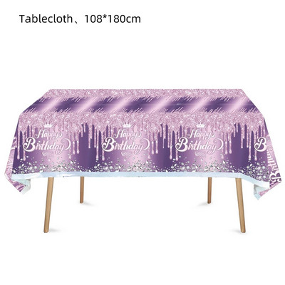 Violetinis deimantinis su gimtadieniu Kūdikių vakarėlio dekoracijos Staltiesė Reklaminė indai Mergaitėms Suaugusiųjų vestuvių dušo reikmenys