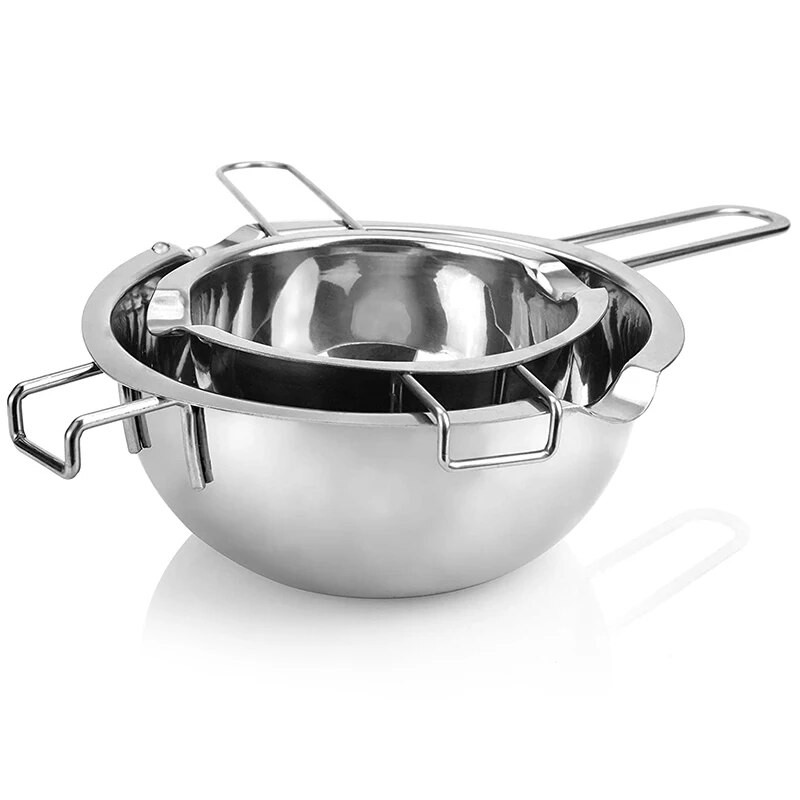 2 pakk kahekordse katlaga sulatuspott silikoonist spaatliga šokolaadikommi võijuustu jaoks (400 ml ja 600 ml)